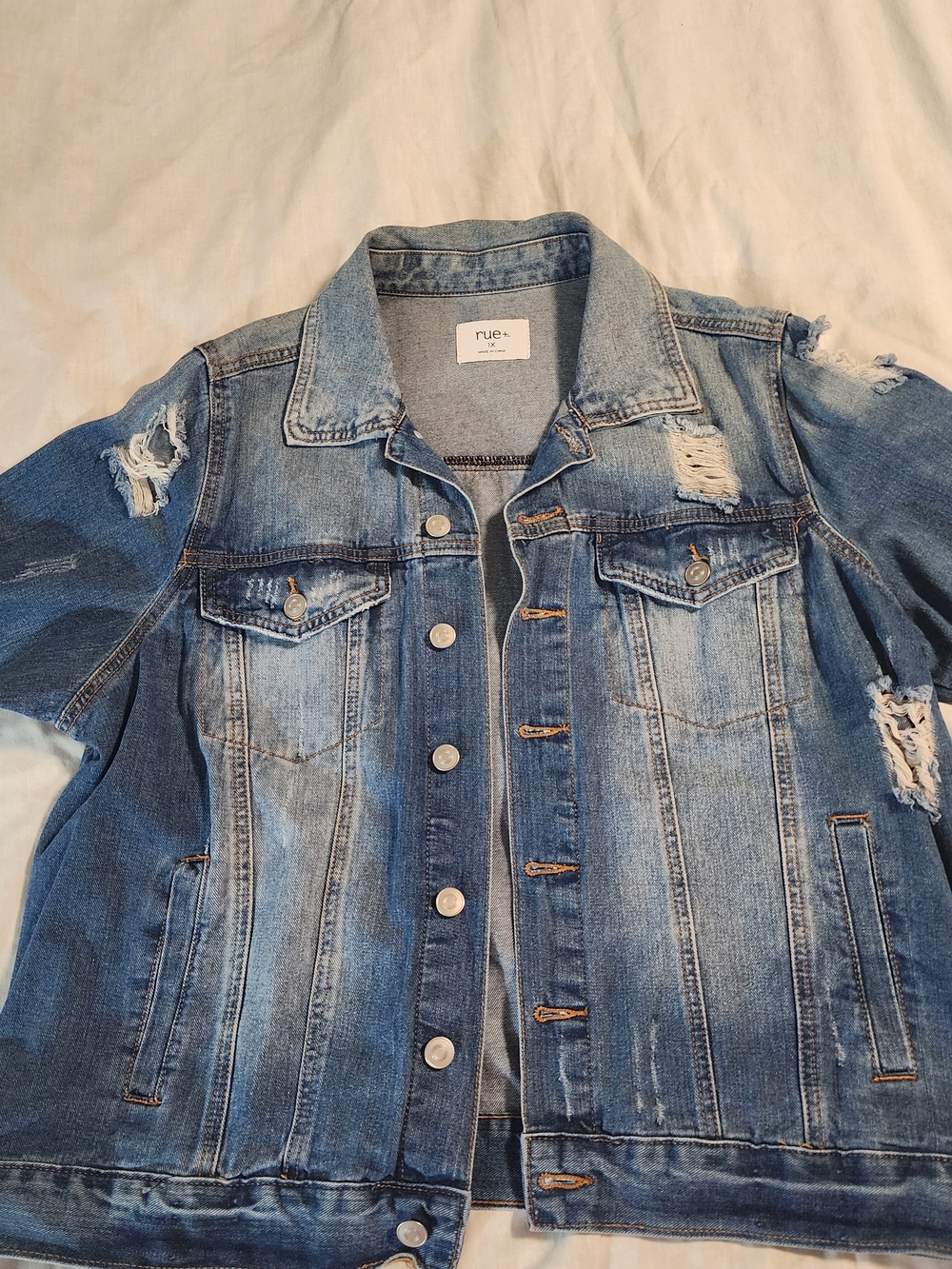 Rue+ Light Blue Distressed Denim Jacket